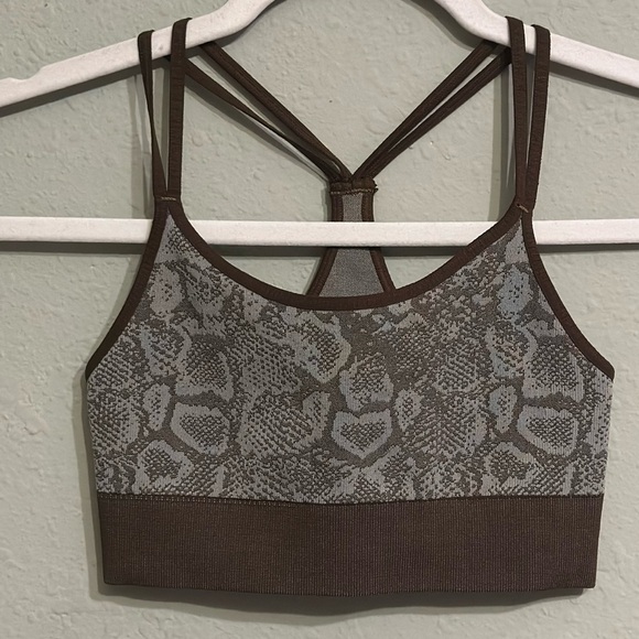 NWOT Bombshell Sportswear Sz XS Brown Snakeskin Sports Bra Racerback ~ - Picture 8 of 8